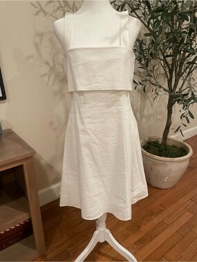 Theory White Sleeveless Dress with Black Label